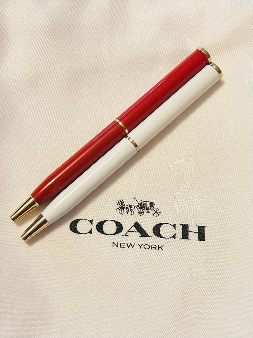 Coach Red And White Gold Tone Pens Keychain/ Bag Charm ( PRICE FOR ONE)